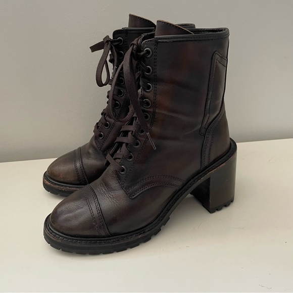 Thursday Boot Company Rebel Heeled Lace Up Combat Boots Coffee Black Size 6 - Picture 5 of 9